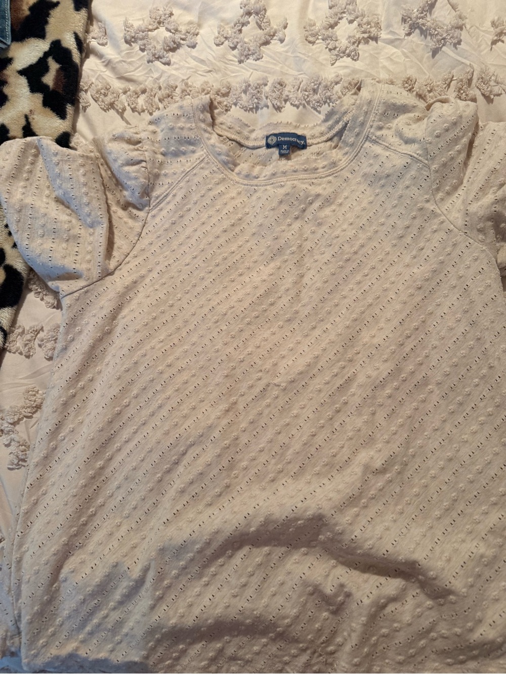 Democracy Cream Eyelet Short Sleeve Tee